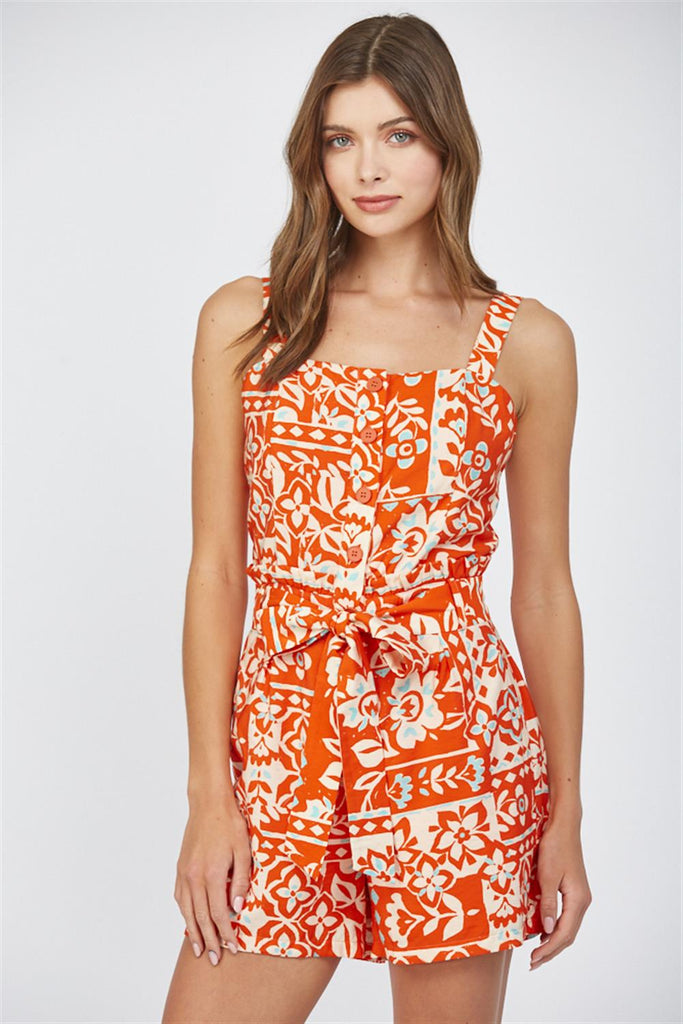 Orange Tropicana Romper
