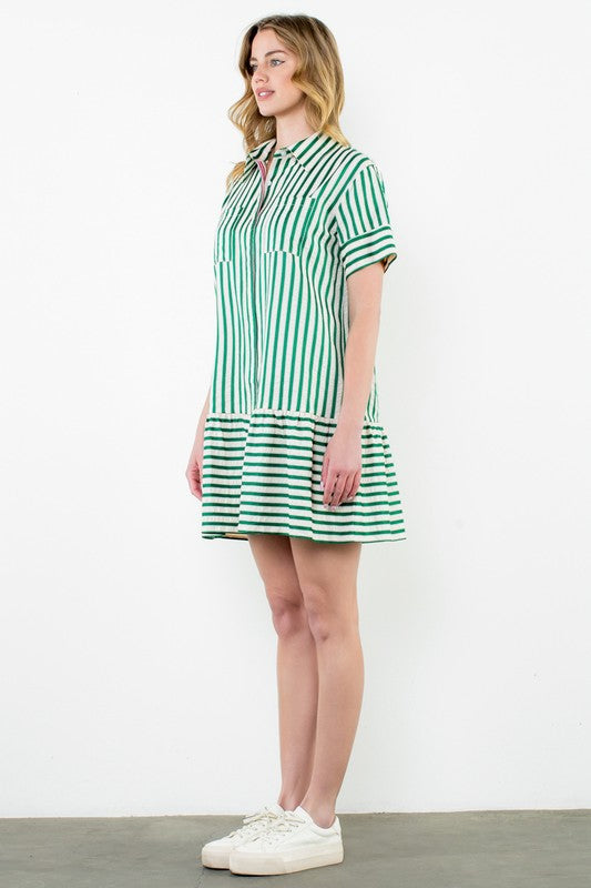 Green Striped Flapper Dress