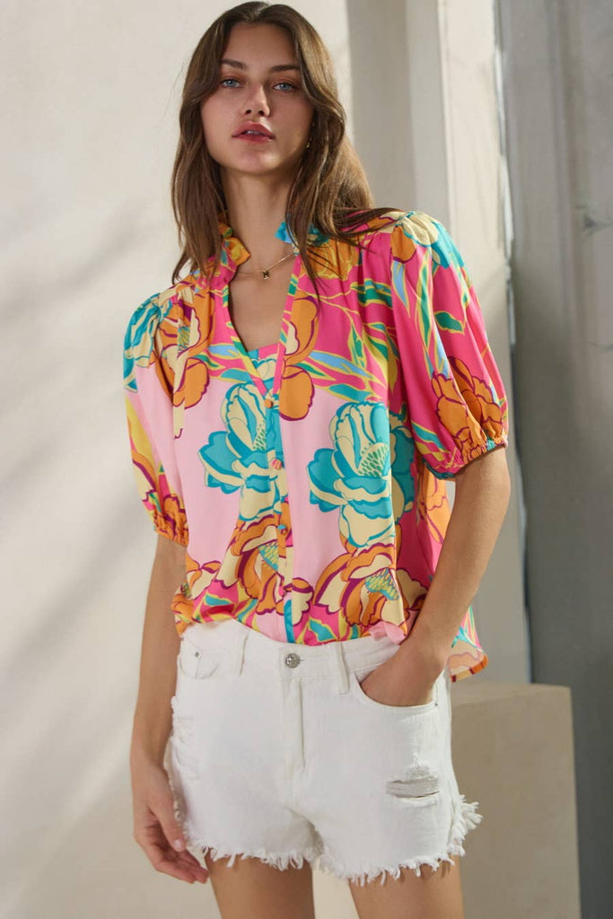 Bold Floral Printed Blouse