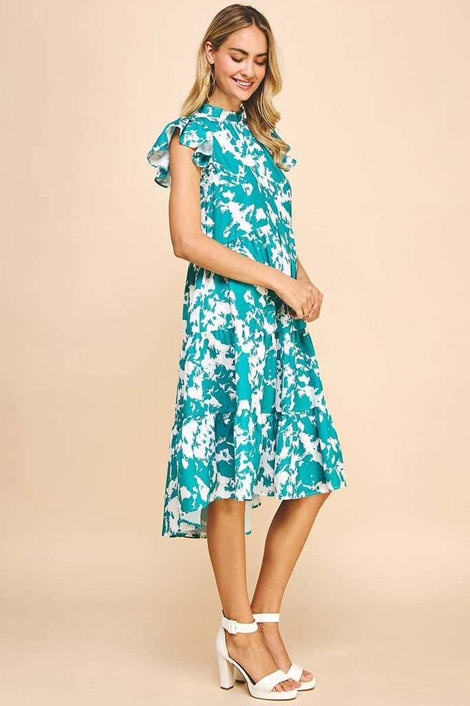 Jade Abstract Print Dress