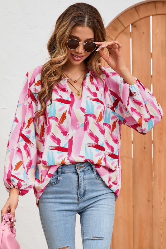 Pink Abstract Top