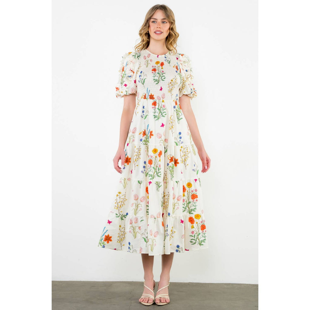 Organic Floral Smocked Dress