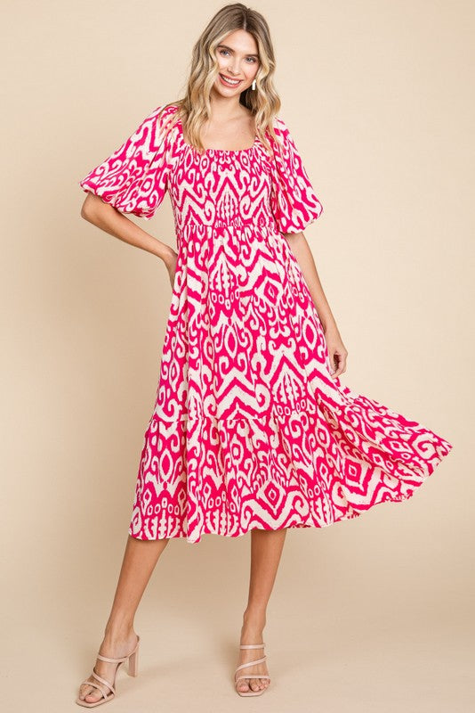 Pink Ikat Collins Dress