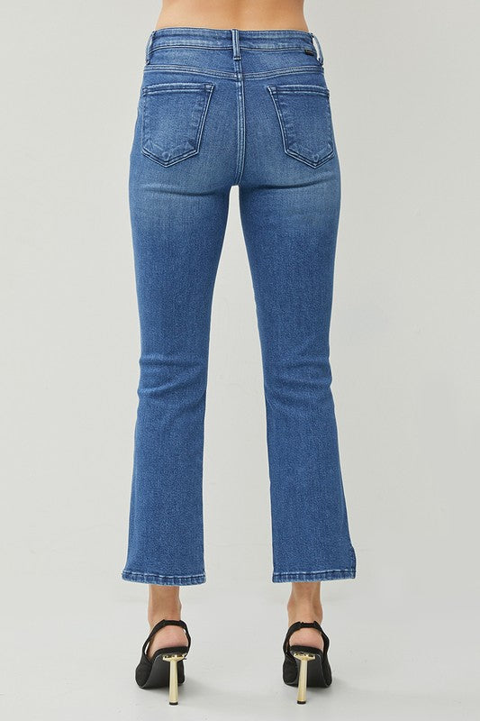 Mid Rise Straight Split Hem Jeans