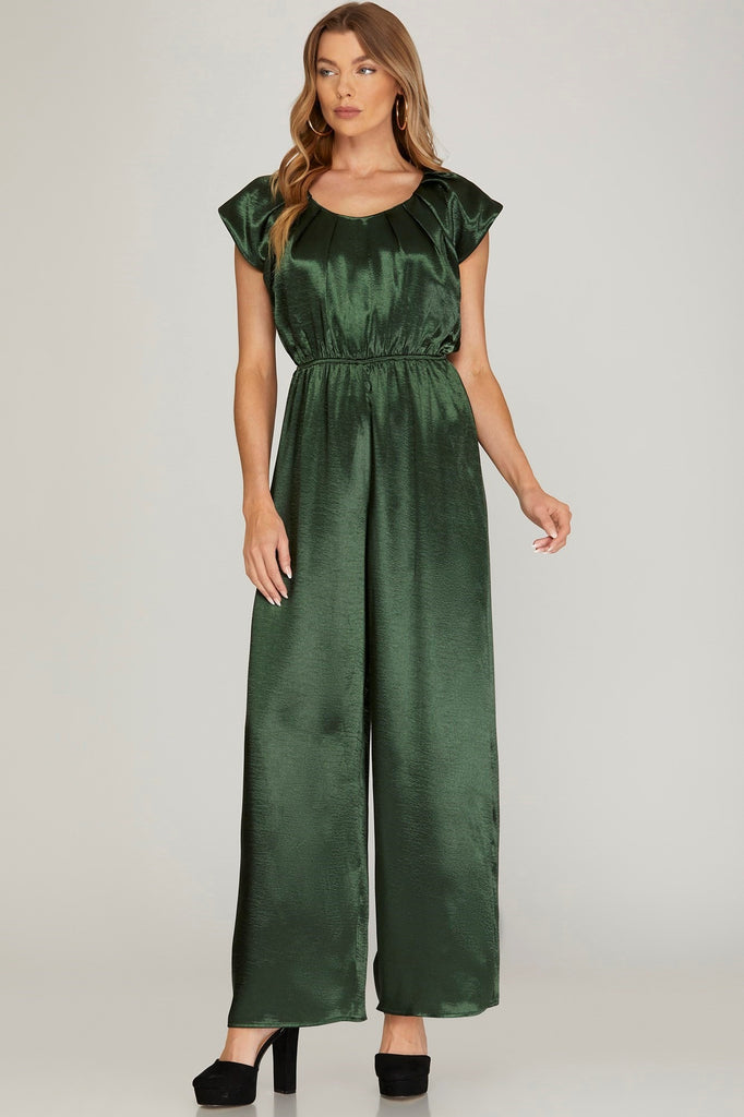 Green Pleated Jumpsuit