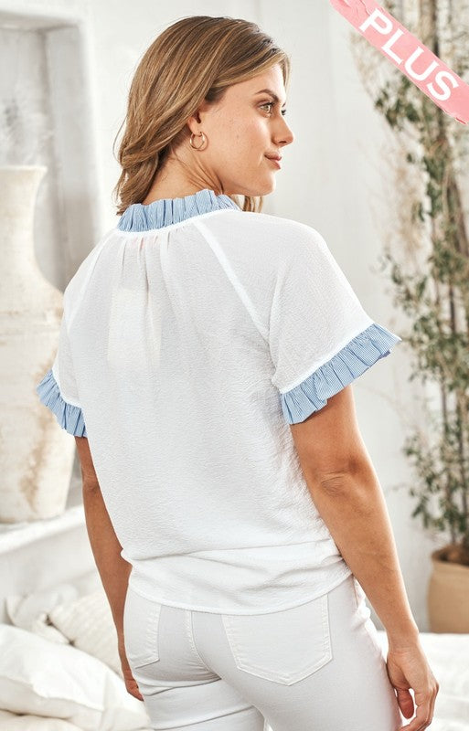 Chambray Stripe Contrast Top