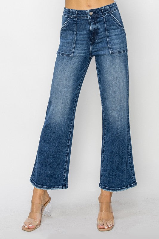 High Rise Patch Pocket Jeans