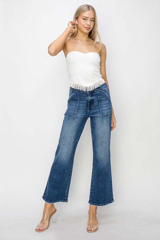 High Rise Patch Pocket Jeans