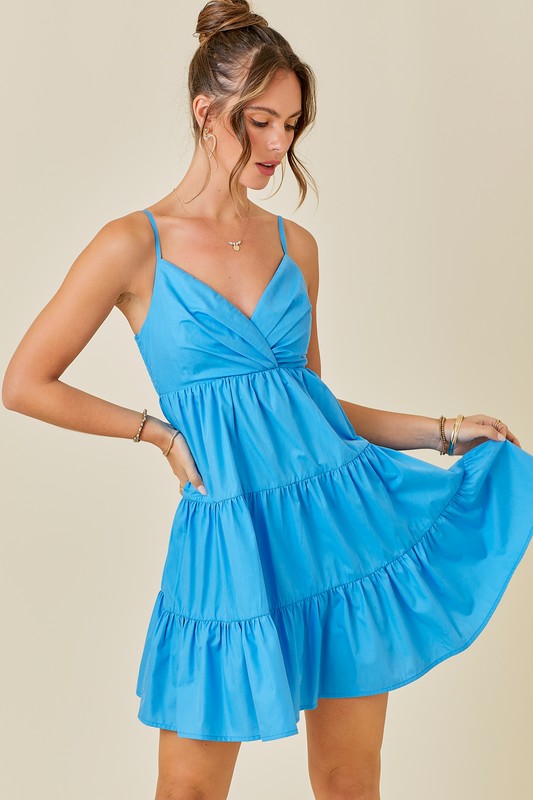 Blue Sweetheart Tiered Dress