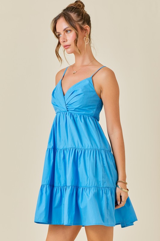 Blue Sweetheart Tiered Dress