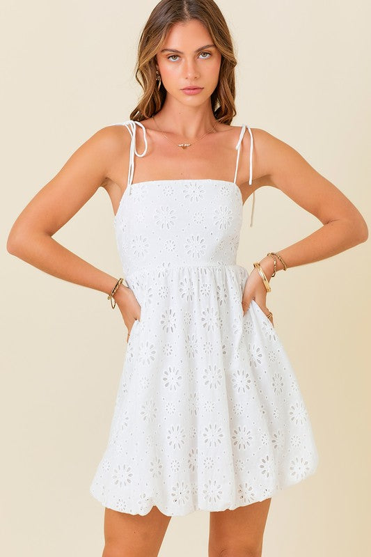 White Eyelet Bubble Dress