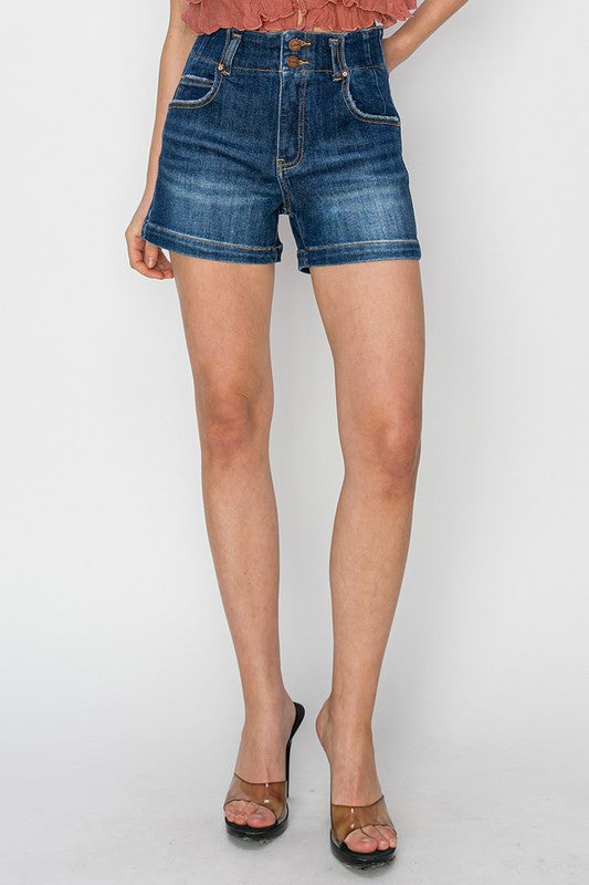 Front Seam Double Button Shorts