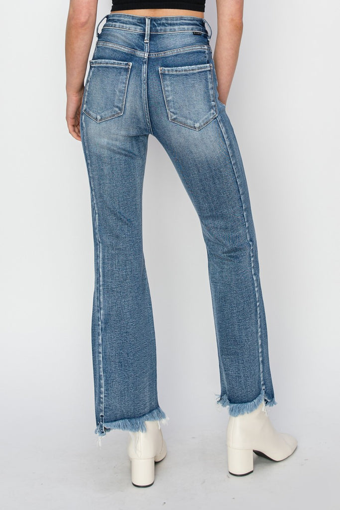 High Rise Step Hem Flare Jeans