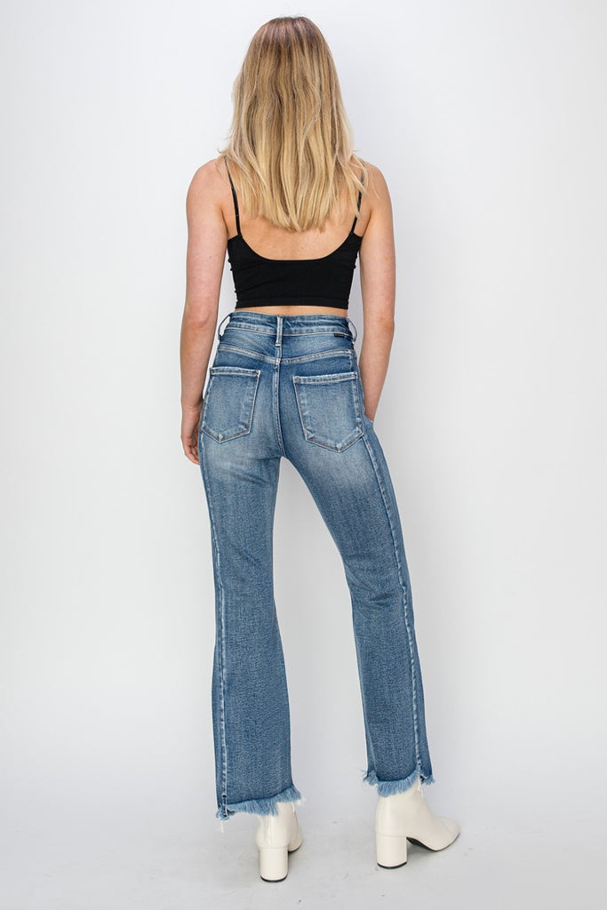 High Rise Step Hem Flare Jeans