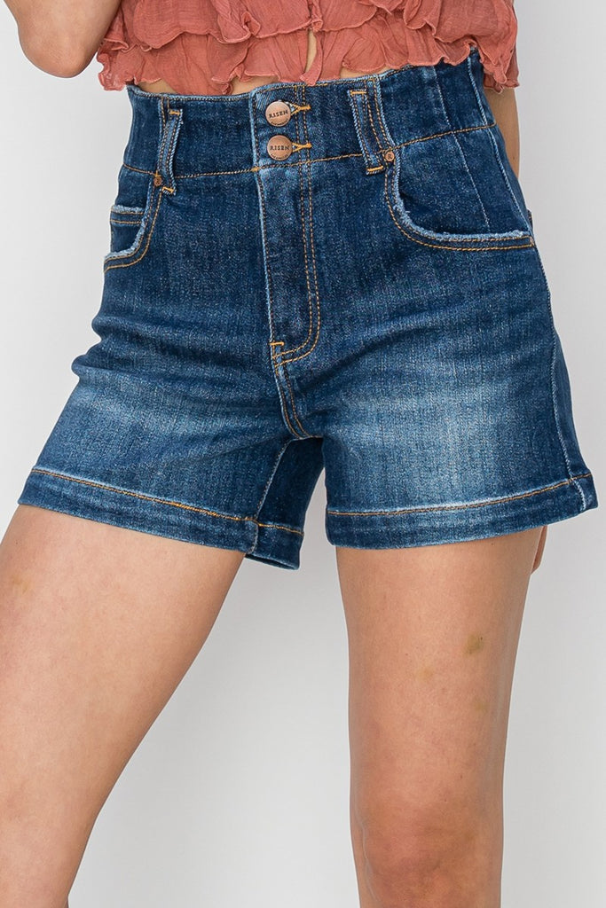 Front Seam Double Button Shorts