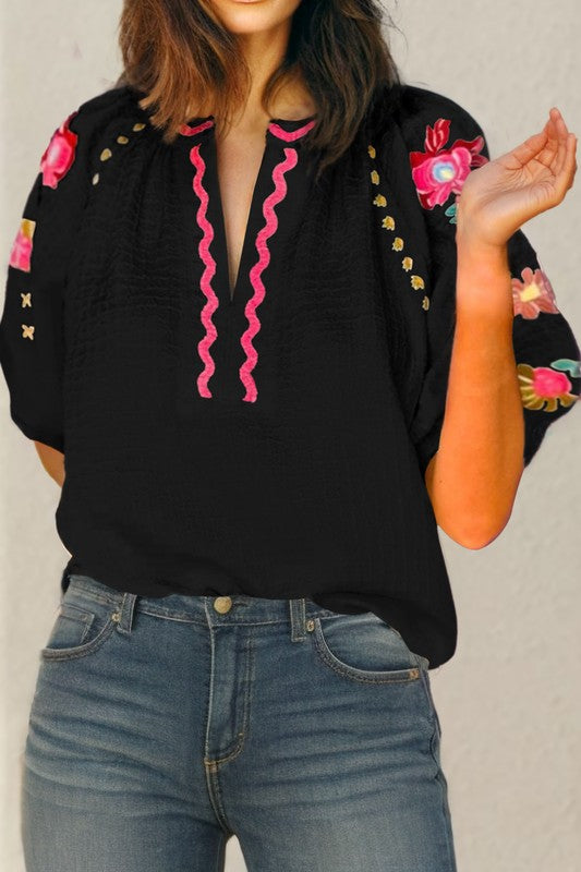 Blossom Embroidered Top