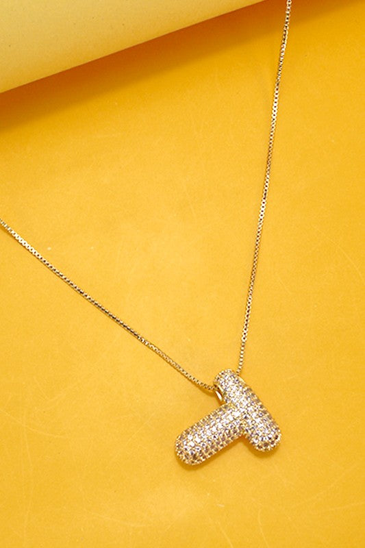 Pave Bubble Balloon Initial Necklace