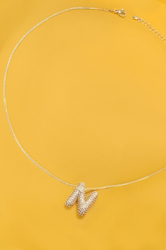 Pave Bubble Balloon Initial Necklace