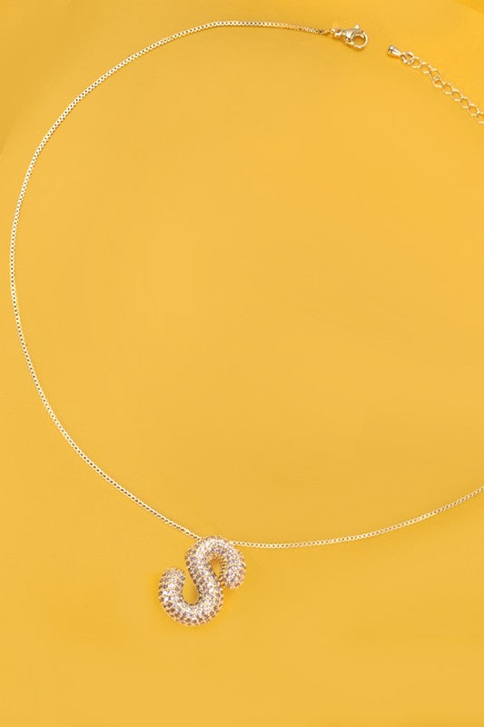 Pave Bubble Balloon Initial Necklace