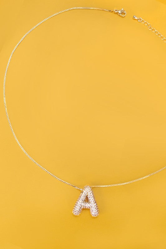 Pave Bubble Balloon Initial Necklace