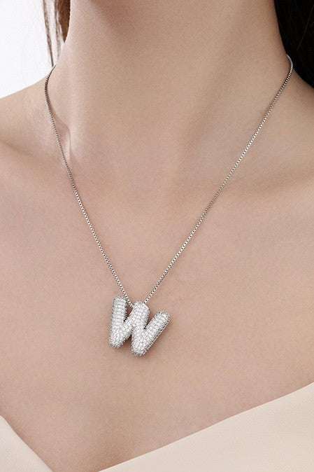 Pave Bubble Balloon Initial Necklace