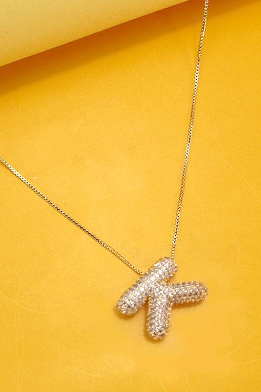 Pave Bubble Balloon Initial Necklace