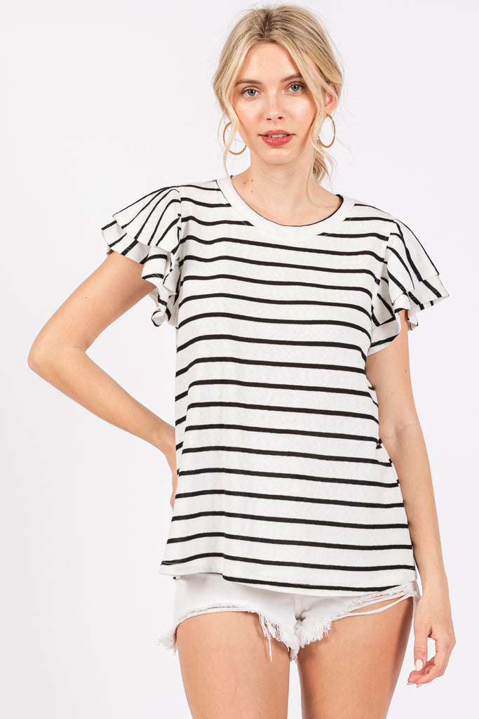 Black and White Striped Top