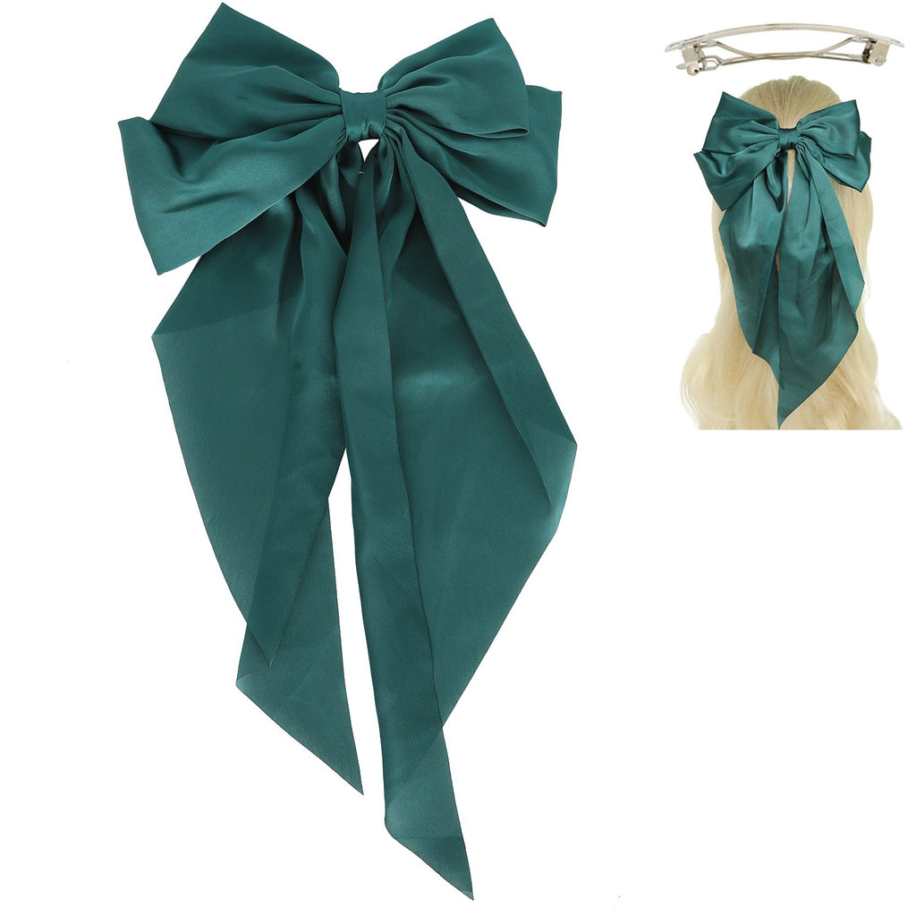 Long Hairbow on Clip, Satin Solids