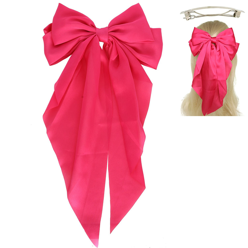 Long Hairbow on Clip, Satin Solids