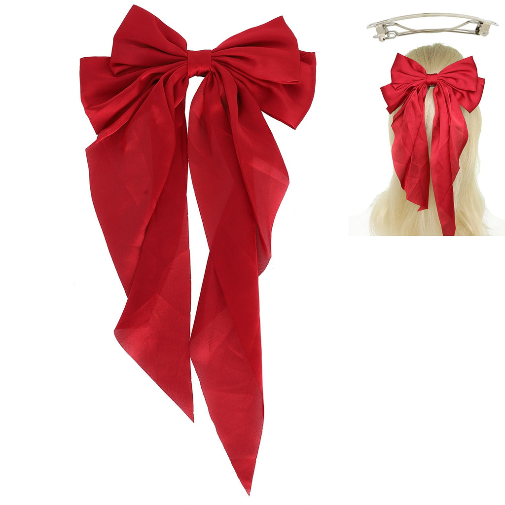 Long Hairbow on Clip, Satin Solids