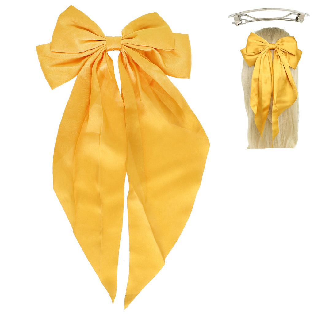 Long Hairbow on Clip, Satin Solids