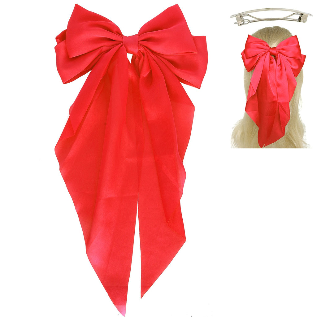 Long Hairbow on Clip, Satin Solids