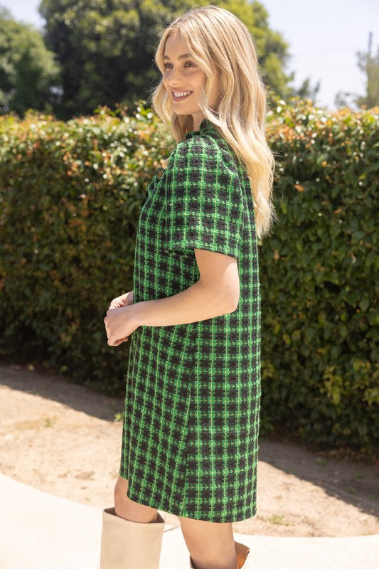 green emerald velvet dress Green Houndstooth Dress Small