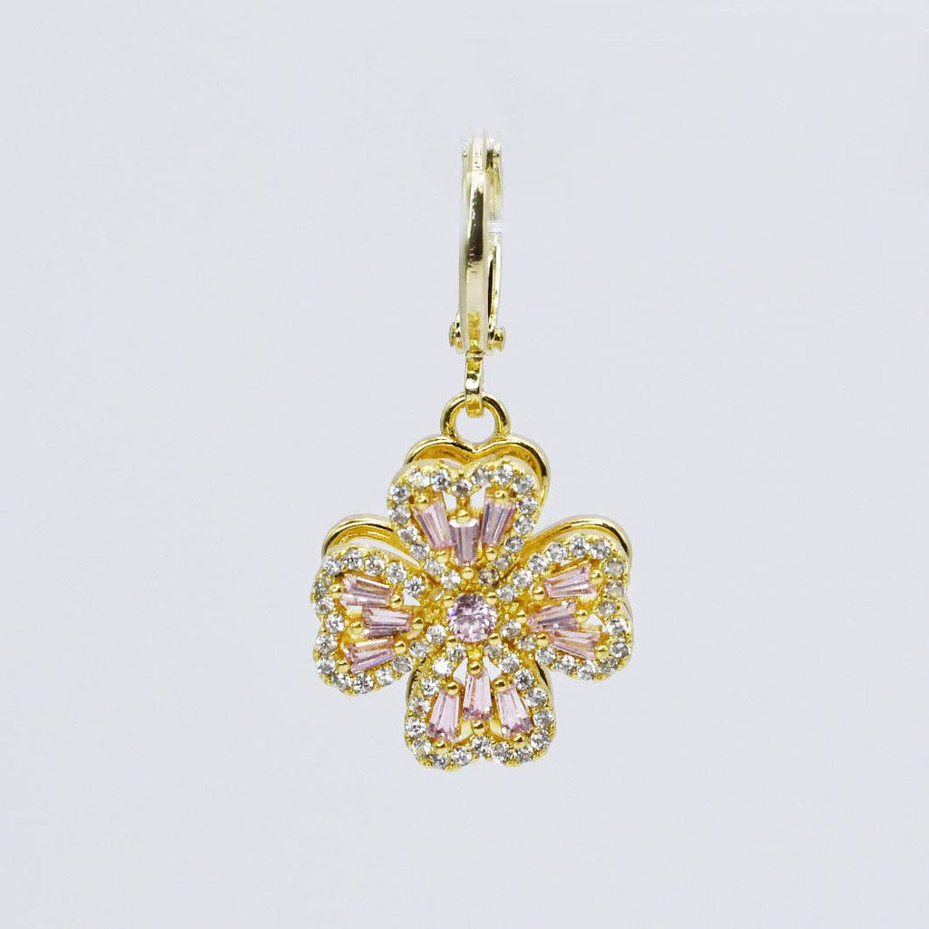 Pink Crystal Flower Charm