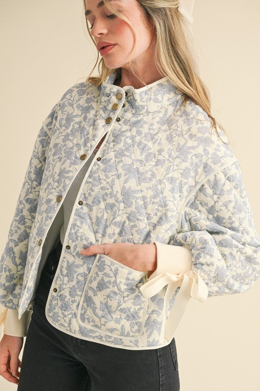 Blue Floral Quilted Jacket