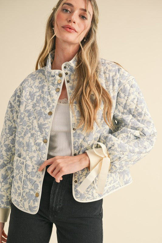 Blue Floral Quilted Jacket