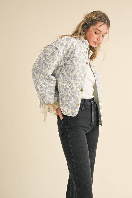 Blue Floral Quilted Jacket