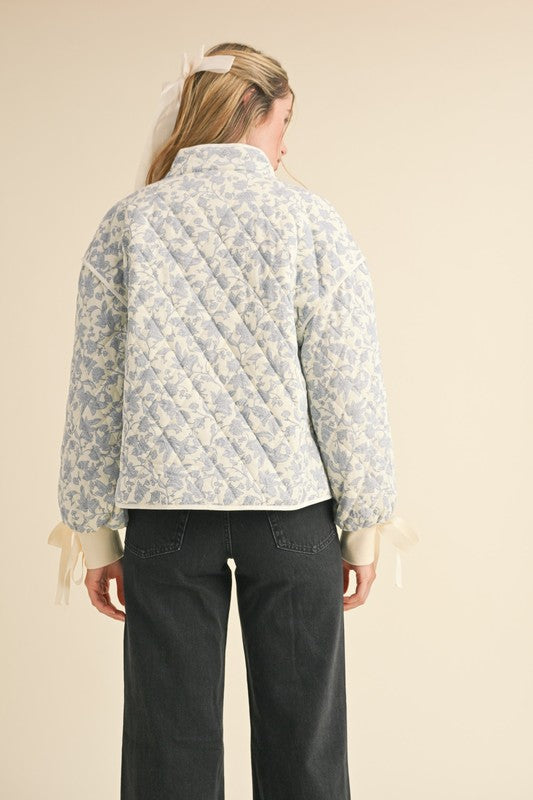 Blue Floral Quilted Jacket