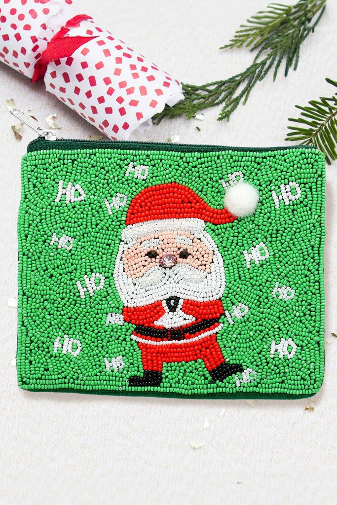 Christmas Beaded Coin Pouch