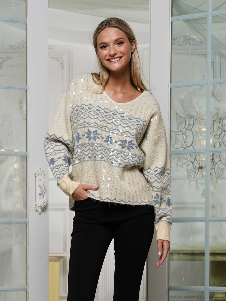 Snowflake Sequin Sweater