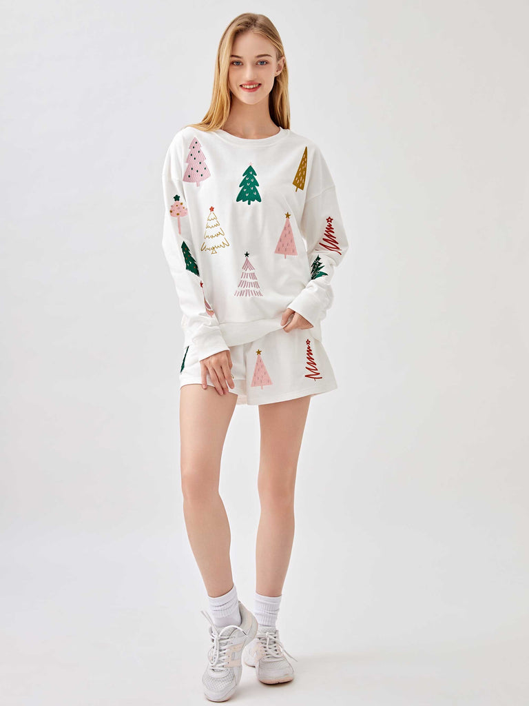 Trees Embroidered Sweatshirt