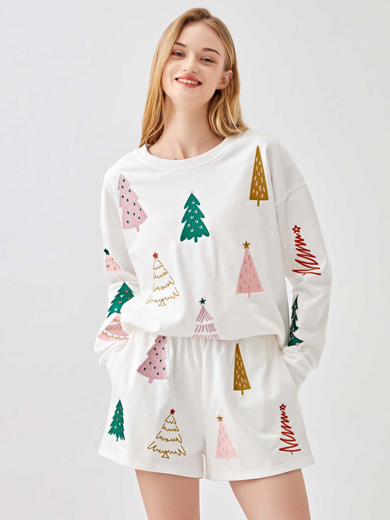 Trees Embroidered Sweatshirt