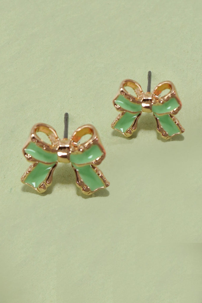 Mint Epoxy Bow Earrings