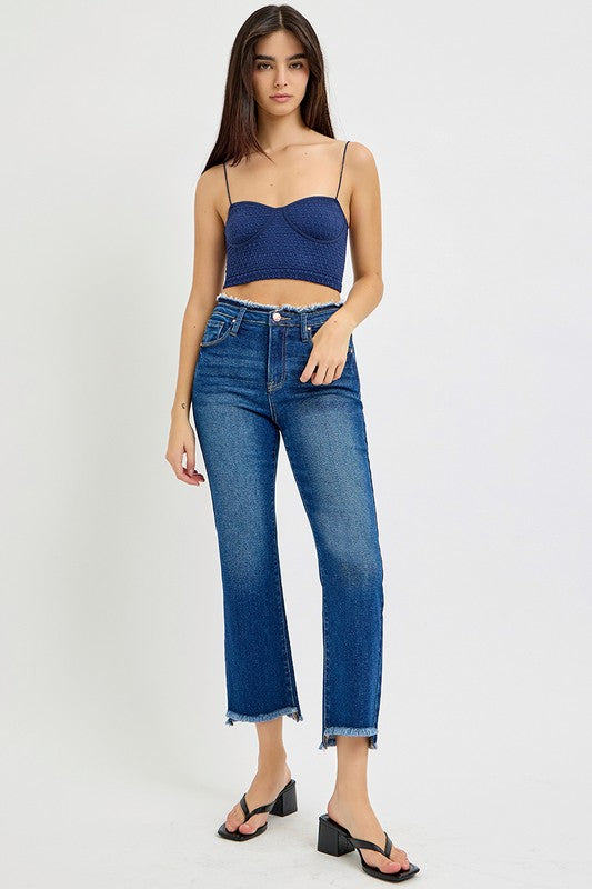 High Rise Crop Flare Denim