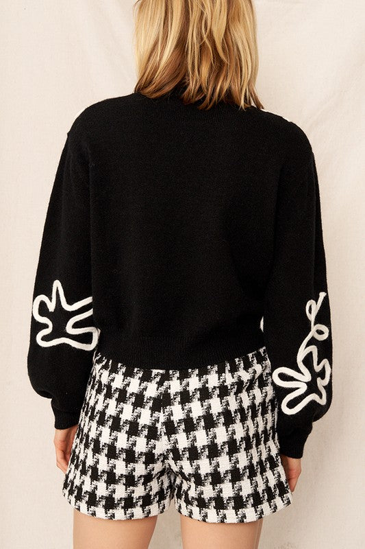 Black Floral Standout Sweater