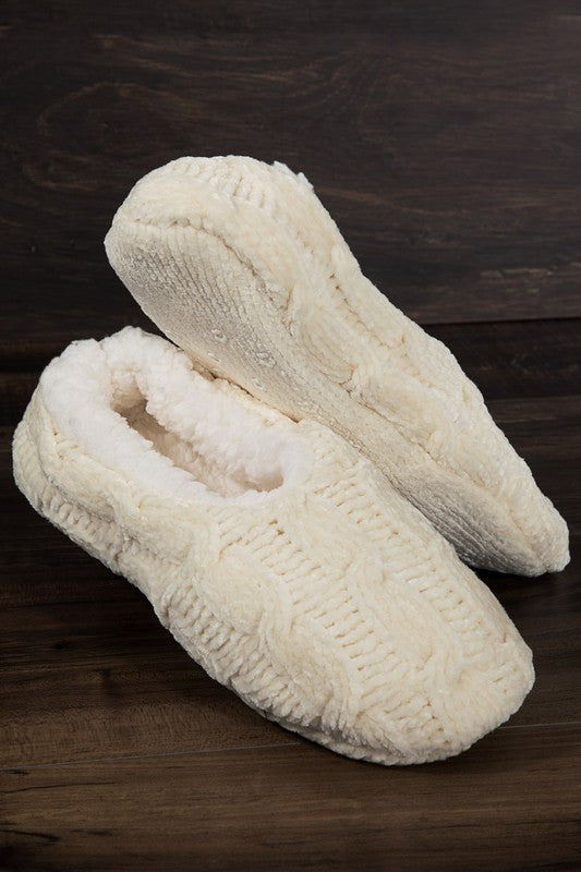 Chenille Cable Knit Slippers