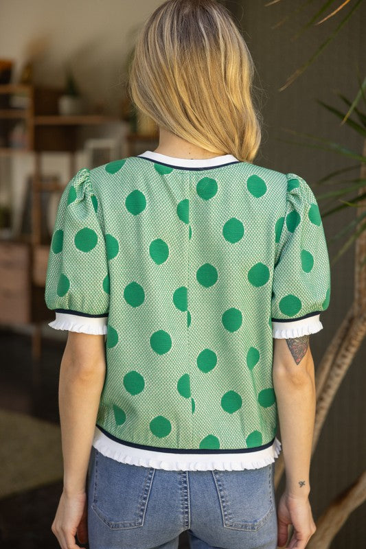 Green Polka Dot Top