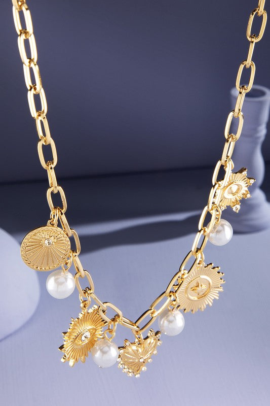 Heart Coin Charm Necklace