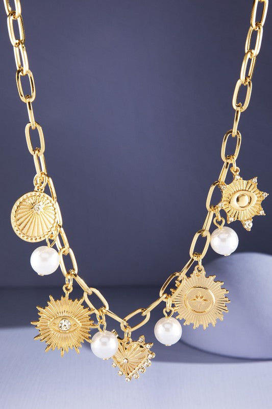 Heart Coin Charm Necklace