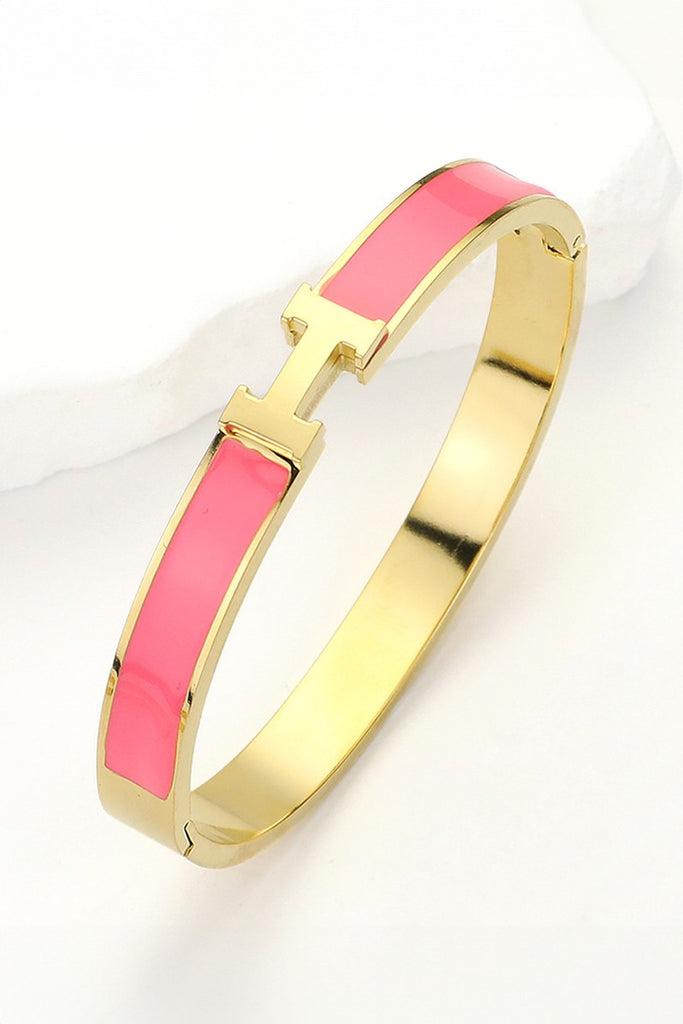 H Enamel Hinged Bracelet